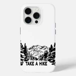 Neem een Hike quote monochrome berglandschap iPhone 15 Pro Case
