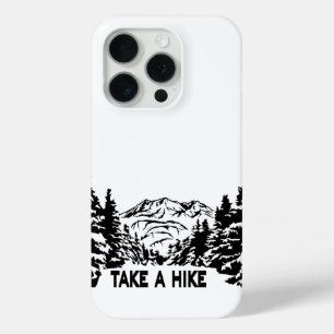 Neem een Hike quote monochrome berglandschap iPhone 15 Pro Case