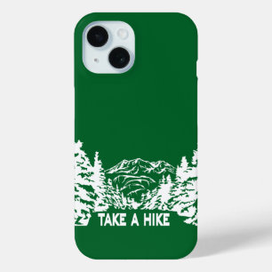 Neem een Hike quote monochrome berglandschap iPhone 15 Case