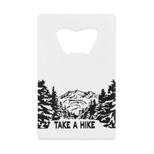 Neem een Hike quote monochrome berglandschap Creditkaart Flessenopener