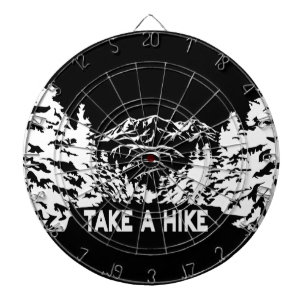 Neem een Hike quote monochrome berglandschap Dartbord