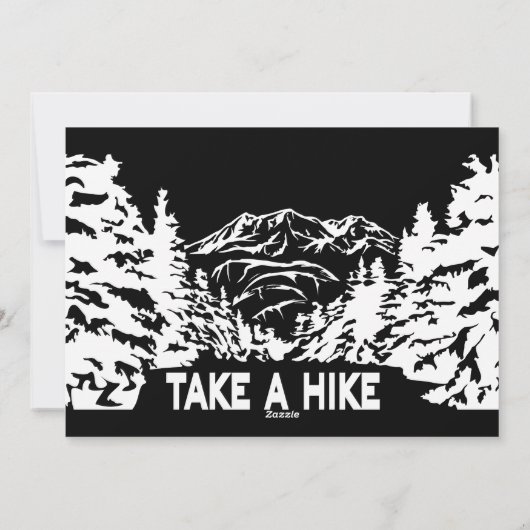 Neem een Hike quote monochrome berglandschap Feestdagenkaart (Achterkant)