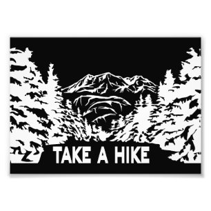 Neem een Hike quote monochrome berglandschap Foto Afdruk