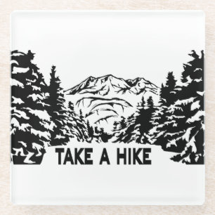Neem een Hike quote monochrome berglandschap Glazen Onderzetter