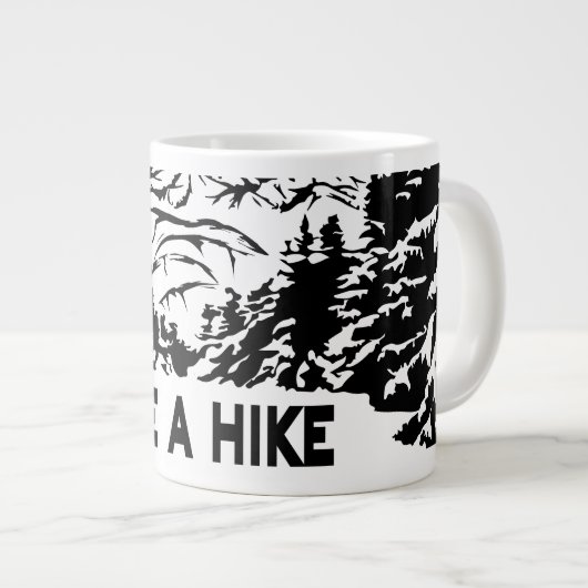 Neem een Hike quote monochrome berglandschap Grote Koffiekop (Voorkant rechts)