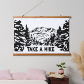 Neem een Hike quote monochrome berglandschap Hangend Wandkleed (Slaapkamer)