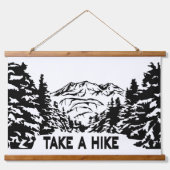 Neem een Hike quote monochrome berglandschap Hangend Wandkleed (Voorkant)