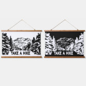 Neem een Hike quote monochrome berglandschap Hangend Wandkleed (Dubbel)