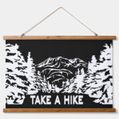 Neem een Hike quote monochrome berglandschap Hangend Wandkleed (Voorkant 2)