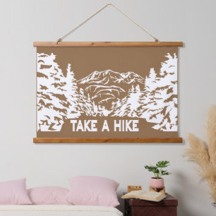 Neem een Hike quote monochrome berglandschap Hangend Wandkleed