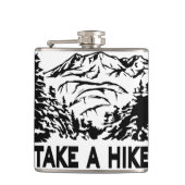 Neem een Hike quote monochrome berglandschap Heupfles (Voorkant)