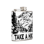 Neem een Hike quote monochrome berglandschap Heupfles (Rechts)