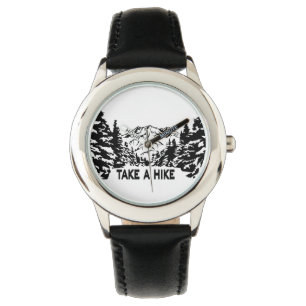 Neem een Hike quote monochrome berglandschap Horloge