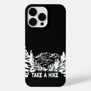 Neem een Hike quote monochrome berglandschap iPhone 14 Pro Max Hoesje