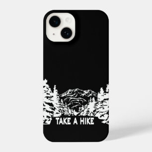Neem een Hike quote monochrome berglandschap iPhone 14 Hoesje