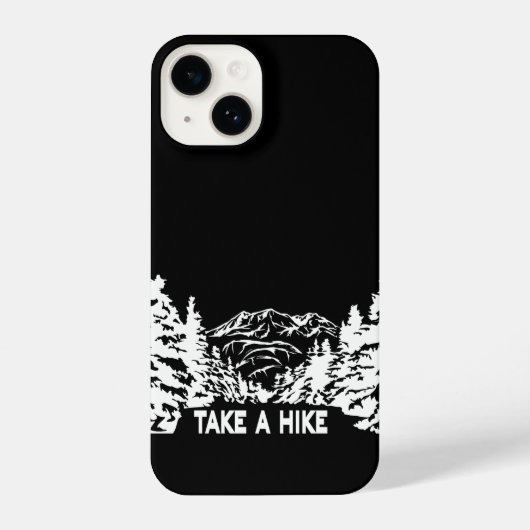 Neem een Hike quote monochrome berglandschap iPhone Hoesje (Achterkant)