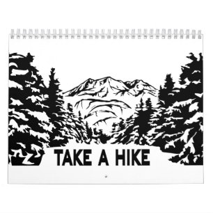 Neem een Hike quote monochrome berglandschap Kalender