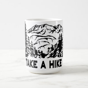 Neem een Hike quote monochrome berglandschap Koffiemok