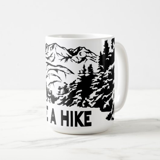 Neem een Hike quote monochrome berglandschap Koffiemok (Voorkant rechts)