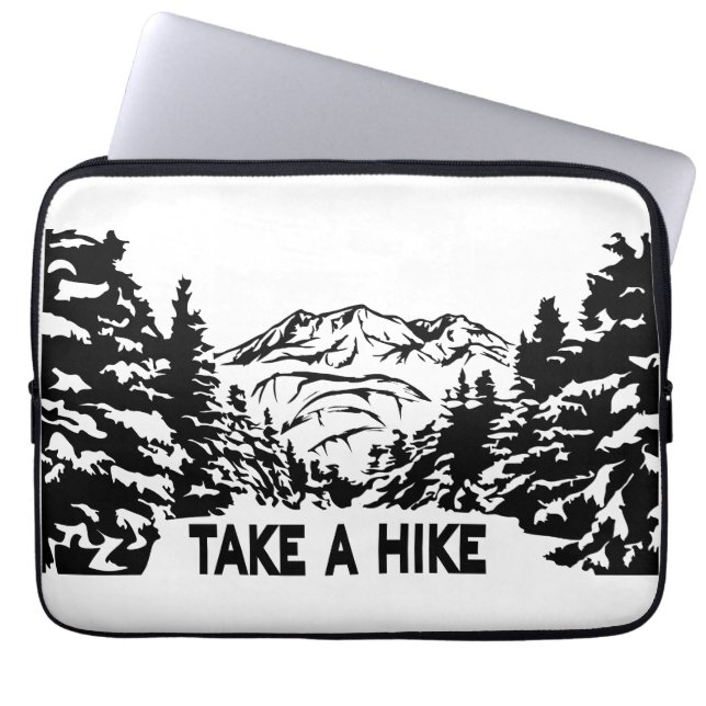 Neem een Hike quote monochrome berglandschap Laptop Sleeve (Voorkant)