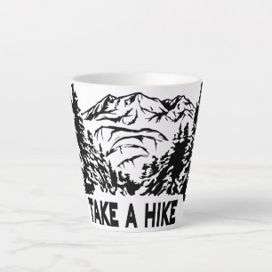 Neem een Hike quote monochrome berglandschap Latte Mok