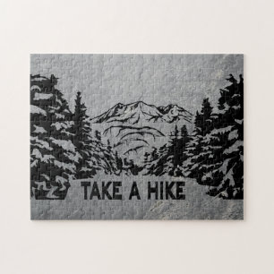 Neem een Hike quote monochrome berglandschap Legpuzzel