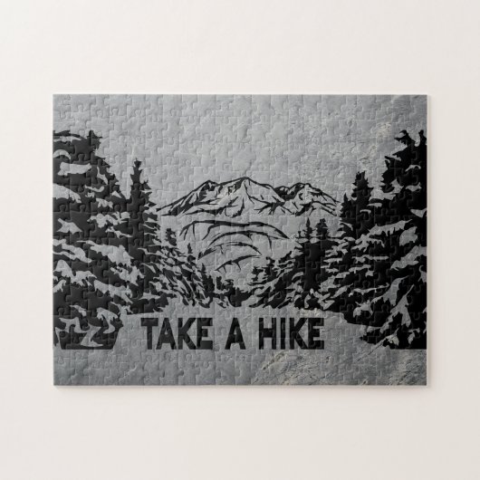 Neem een Hike quote monochrome berglandschap Legpuzzel (Horizontaal)