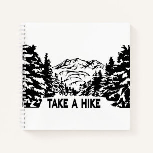 Neem een Hike quote monochrome berglandschap Notitieboek