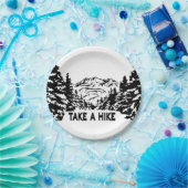 Neem een Hike quote monochrome berglandschap Papieren Bordje (Feest)