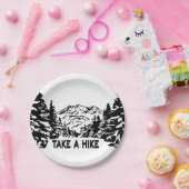 Neem een Hike quote monochrome berglandschap Papieren Bordje (Feest)