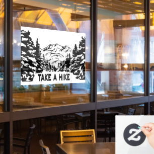 Neem een Hike quote monochrome berglandschap Raamsticker