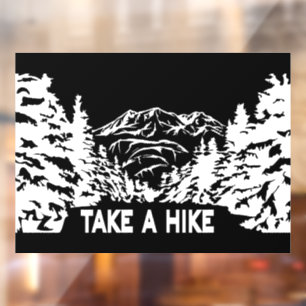 Neem een Hike quote monochrome berglandschap Raamsticker