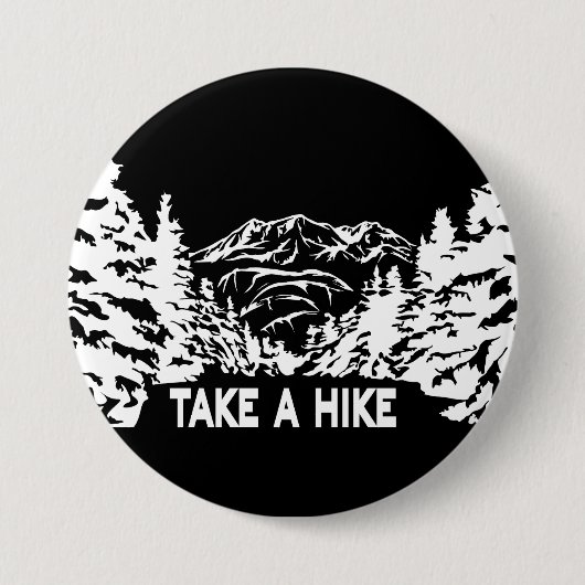 Neem een Hike quote monochrome berglandschap Ronde Button 7,6 Cm (Voorkant)