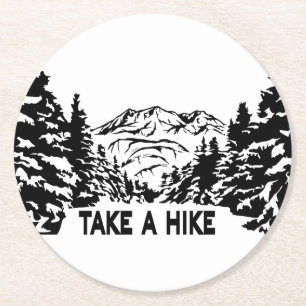 Neem een Hike quote monochrome berglandschap Ronde Kartonnen Onderzetter
