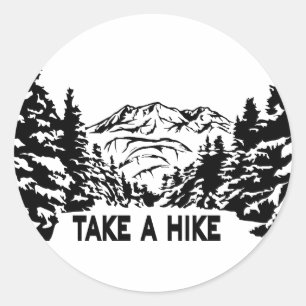 Neem een Hike quote monochrome berglandschap Ronde Sticker