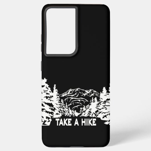 Neem een Hike quote monochrome berglandschap Samsung Galaxy Hoesje (Achterkant)