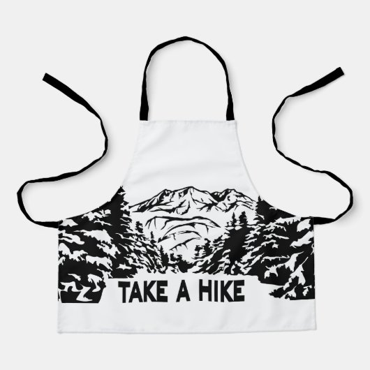 Neem een Hike quote monochrome berglandschap Schort (Voorkant)