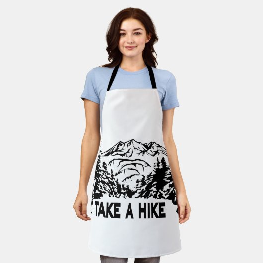 Neem een Hike quote monochrome berglandschap Schort (Gedragen)