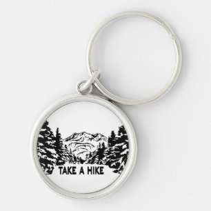 Neem een Hike quote monochrome berglandschap Sleutelhanger