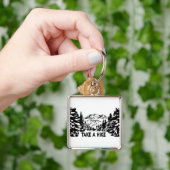 Neem een Hike quote monochrome berglandschap Sleutelhanger (Hand)