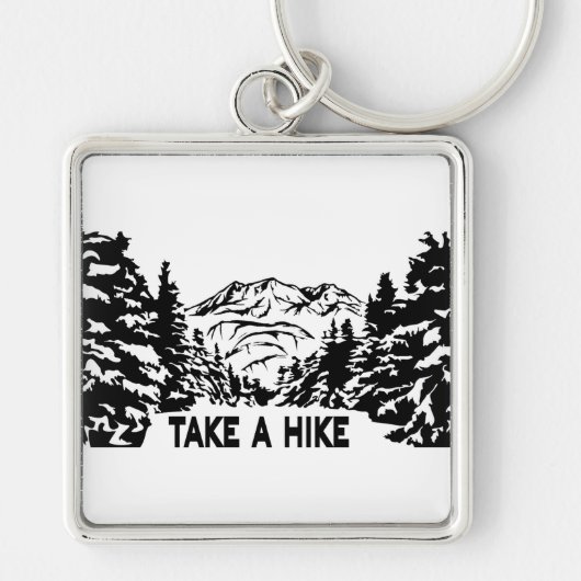 Neem een Hike quote monochrome berglandschap Sleutelhanger (Voorkant)