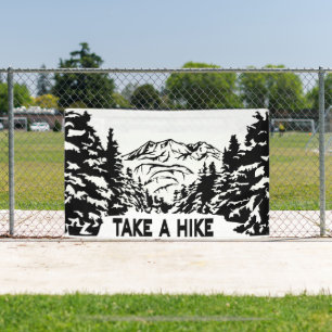 Neem een Hike quote monochrome berglandschap Spandoek