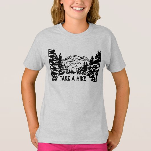 Neem een Hike quote monochrome berglandschap T-shirt (Voorkant)