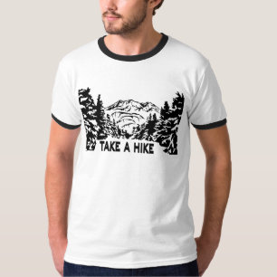 Neem een Hike quote monochrome berglandschap T-shirt