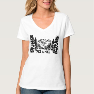 Neem een Hike quote monochrome berglandschap T-shirt