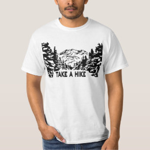Neem een Hike quote monochrome berglandschap T-shirt