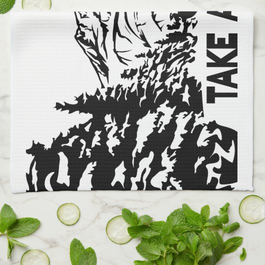 Neem een Hike quote monochrome berglandschap Theedoek (Gevouwen)