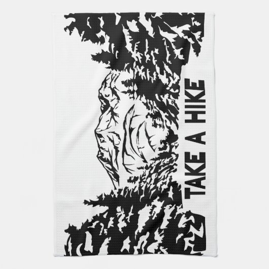 Neem een Hike quote monochrome berglandschap Theedoek (Verticaal)