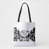 Neem een Hike quote monochrome berglandschap Tote Bag (Voorkant)