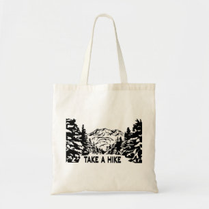 Neem een Hike quote monochrome berglandschap Tote Bag